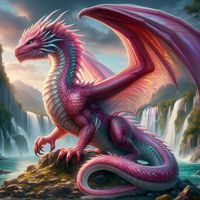 Majestic Pink Dragons Creature from my imagination: Roby Berti Art