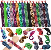 PRICES MAY VARY. 16PCS Assorted Bracelet: You will receive 16pcs snake slap bracelet, different colors and patterns, sufficient for using and adding cool atmosphere for the party! Easy to Use: The reptile slap bracelets measure approximately 30 cm/ 11.7 inches in length and almost all people can wear easily with a simple pat. Unique Snake Pattern: With vivid snake skin, snake shape and red snake tongue, our snake slap bracelets are realistic and cool in looking, eye-catching in Halloween parties