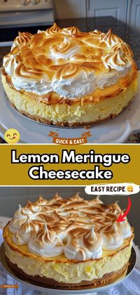 Immerse yourself in the zesty elegance of our Lemon Meringue Cheesecake. This dessert marries the tangy vibrance of lemon with the creamy, smooth texture of cheesecake, all topped with a fluffy, toasted meringue. It's a refreshing twist on classic flavours that promises to dazzle at any gathering or as a delightful finish to a family dinner. #LemonMeringueCheesecake #CitrusDessert #CheesecakeLovers