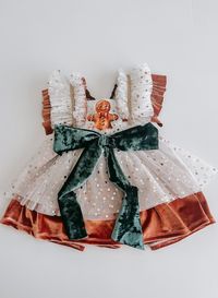 Gingerbread Christmas Dress//girls Christmas Dress//girls Tulle Velvet Christmas Outfit - Etsy