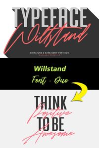 Willstand Font Duo is a match made in heaven! It combines a beautiful script with a unique sans serif font. This versatility will appeal to a wide range of crafty ideas, from letterheads and titles, to stationery. #duofont #fontduo #freefonts #scriptfont #craft #ads