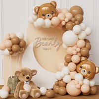 PRICES MAY VARY. Bear Balloon Garland Arch Kit: We Can Bearly Waits Theme party decoration kit is great for birthday, bear theme birthday party and so on! Fill the atmosphere with a glittering effect with bear party decorations! Value Pack: The bear party decoration includes 119pcs brown, sand white and beige latex balloons and 2pcs bear foil balloons, one balloon arch and one role balloon dot glue(more packing details show in the package picture) . Easy to Assemble: We use relatively thicker la