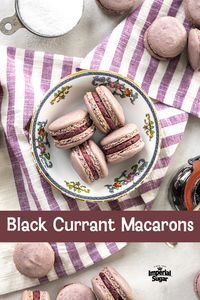 These beautifully colored Black Currant Macarons are filled with a deliciously tart black currant filling. Black currant, also known as Cassis, is a small, tart berry that’s a hugely popular flavor in Europe and steadily growing in popularity in the United States. Thanks to this, more farmers are starting to grow this delicious fruit an