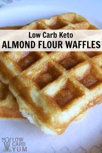 Delicious low carb and gluten free waffles are just as tasty as ones made with wheat flour. These almond flour waffles can be made ahead and frozen for quick and easy breakfast. | LowCarbYum.com