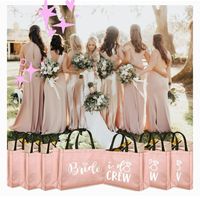 The rose gold glossy bags are in smooth surface and fashionable,the glitter rose gold color makes the bags more eye catching and attractive.1 bag imprints "Bride" logo and 7 bags imprint "i do CREW" logo in the double sided,really will make the presentation of your bridesmaids gift much nicer. #weddingideas #weddingplanning #weddingparty #maidofhonor #bridalshowerideas #bridalparty #destinationwedding #wedding #party #favors #ad #commissionlink