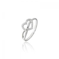 Sterling Silver 925/1000 Woman MJ Ring with an Heart Shaped Zirconium