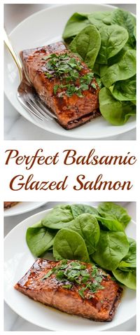 Perfect Balsamic Glazed Salmon. Easy, impressive and ready in 20 minutes!