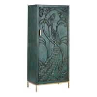 CRAFT Teal Carved Wood Peacock Storage Cabinet - World Market