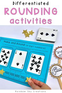 Rounding Numbers Activity Pack is designed to provide you and your students with 13 hands-on, differentiated activities to develop rounding number skills. Tasks have been carefully created to meet standards for Grades 2 to 4 and will build proficiency, fluency and confidence with this difficult concept. ( Grade 2, Grade 3, Grade 4) Rounding numbers to the nearest 10, 100, 1000 worksheets. #rainbowskycreations