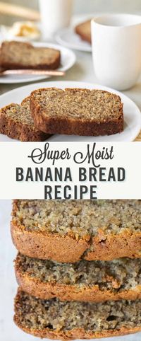 Try this super moist banana bread. This is our go to recipe for a classic banana banana bread. This bread gets its fluffy texture from sour cream, melted butter, ripe, bananas, and more! Perfect for any breakfast or brunch!