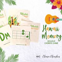 Hawaii Memory is a great game to reinforce ukulele chords. Every time they find a pair they can play that chord on their ukulele.Chords Included:A / Am / B / Bm / Bb / C / C7/D / D7 / Dm / E / E7 / Em / F / F#m / G / G7 / Gm HOW TO PLAYSolo version: Lay out all the cards face down. Turn over one pair at a time. If they match, set them aside, if they dont turn them back over. Continue until all the cards are matched. Time your student to see how fast they can match all the pairs together.  Repeat