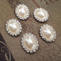 5 Rhinestone buttons, 1/2" pearl button, crystal button, ivory pearl embellishment, pearl wedding su