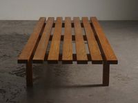 Solid oak slat bench 1960's