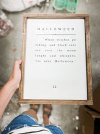 Spooky season is just around the corner. I know SO many of you love Halloween, so I made sure to include plenty of Halloween signs for you in this collection! SIZE: approx. 8x12", 13x17", 17x25" or 25x37" {may vary within a half inch} FRAME: walnut stain BACK: unfinished; Lily & Sparrow stamped logo OTHER: hanging hardware not included; intended to be hung from frame