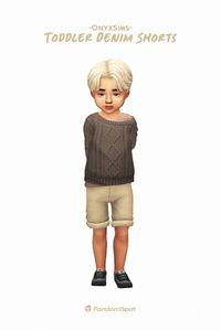 # 4 in our list of custom toddler-themed CC for The Sims 4. These cute shorts are rolled at the bottoms, come in multiple swatches, and blend into the maxis match aesthetic for any other TS4 toddler clothes you have.