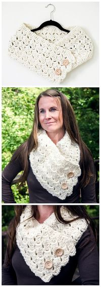 Cross Hatch Button-Up Cowl Crochet Pattern - This FREE crochet cowl is the perfect pattern for the beginner or more experienced crocheter. It is super easy and quick to make. Make one for yourself and then make more for the special people in your life!