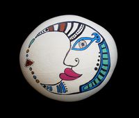 Painted Moon Face Rocks -  Hand painted rocks & furniture