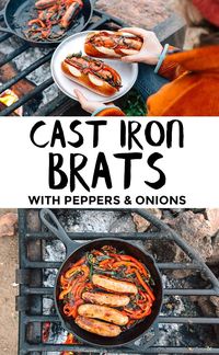 Cast Iron Brats with Peppers and Onions - Fresh Off The Grid