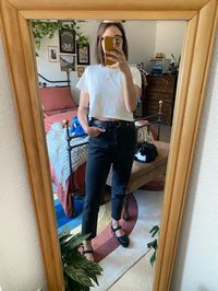 Madewell top Madewell perfect vintage jeans Swedish clogs