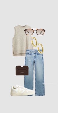 Casual Outfit Inspo Abercrombie Women's High Rise 90s Relaxed Jean Veja Campo Sneakers Free People