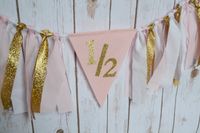 Half Birthday GOLD Party Banner Gold Birthday by BannersAway