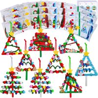 PRICES MAY VARY. 27 Individual Christmas Tree Craft Kits: Each of our 27 popsicle stick Christmas tree ornament decorations making kits come individually wrapped, featuring 9 different Christmas tree designs. Included in each kit are assorted popsicle sticks, foam Christmas stickers, pom-poms, chenille stems, jingle bells, adhesive dots, stain ribbon and step-by-step instructions. Package also contains 27 Xmas gift stickers for gifting. These kits will bring holiday joy to kids and adults. Vibrant Christmas & Winter Palette: Christmas craft sticks come in red, green, blue, and white. Foam Christmas stickers feature star, pinecone, poinsettia, berry picks, wreath, polar bear, red truck with a gift box, reindeer, cardinal bird, candy cane, snowman, owl, XMAS bauble, penguin, gingerbread man,