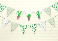 ***Printable Cactus Banner***With soft pinks and greens this cactus banner will add the perfect touch to your party decor. Simply print the pennants and string onto twine or ribbon for a quick, easy, and adorable decoration. And the best part of a printable banner is that YOU decide which designs you want, how many of each pennant, and you can print them over and over again! You'll get a lot of use out of this one simple purchase!This banner includes the following pennant designs:- Mutiple Cacti