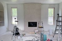 An Indiana DIYer Turned Her Garage Into a Living Room (Terrazzo Fireplace Included)