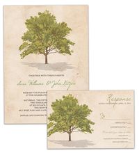 Tree Rustic Wedding Invitation and RSVP 2-piece Suite by digibuddhaPaperie