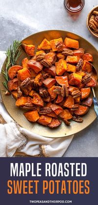 These Maple Roasted Sweet Potatoes are insanely delicious! They get a little bit crispy from roasting while tossed in maple and cinnamon is such a yummy addition. It’s delicious year round but especially perfect in the holiday months! They are a MUST for Thanksgiving and Christmas!