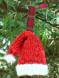 Ravelry: Knitted Santa Hat Christmas Ornament pattern by Linda Dawkins