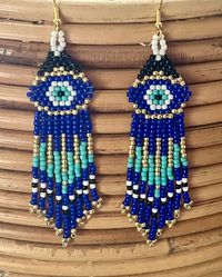 Evil Eye Hand-beaded Earrings - Etsy