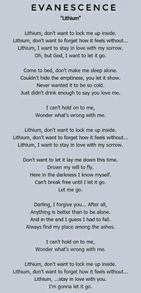 #LyricsForMyLiking #Lithium #Evanescence