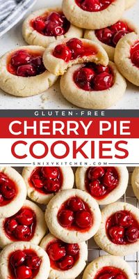 These Gluten-free Cherry Pie Cookies are the best Christmas dessert recipe! These homemade cookies are festive and melt in your mouth. Add this easy Christmas cookie recipe to your favorite holiday baking recipes!