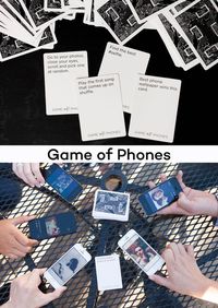 Game of Phones is a fun party game for anyone who has a phone. Each card has a phone-based challenge that one person gets to judge the other players on. Who can take the best selfie, find the cutest cat on the internet, or any number of phone-based tasks?