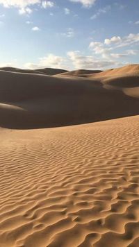 Die Sonne scheint und gibt den Dünen scharfe Konturen. Schleierwolken ziehen am blauen Himmel. War der Sand gestern noch rötlich und dunkel, so ist er heute viel heller. Die Wüste verändert ständig ihre Form, ihre Farbe. #Tunesien #Sahara #Wüste #Natur #Erlebnis #Abenteuer #Reise #Reisetipp