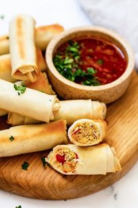 These Breakfast Egg Rolls, loaded with eggs, sausage, and veggies cooked in the oven or air fryer, are a fun twist on an egg sandwich. Perfect for making ahead and reheating as needed. #breakfast #eggroll