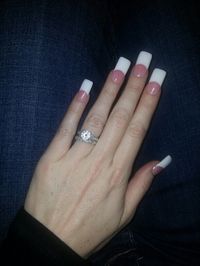 Pink & White Square Acrylic Nails