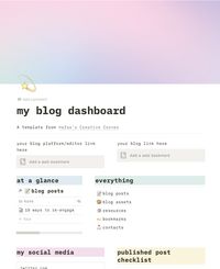 an all-in-one dashboard for bloggers where you can store links/resources and contacts, write blog posts on the go, and more!