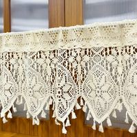 Retro Boho Tassels Crochet Short Curtain Cotton Farmhouse - Temu