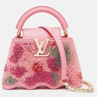 Louis Vuitton Pink Embroidered Satin Capucines Capushell Mini Bag Louis Vuitton | The Luxury Closet