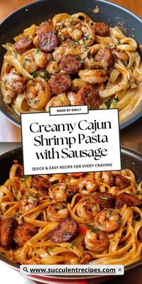 Savor the flavors of Creamy Cajun Shrimp Pasta with Sausage! This deliciously spicy dish combines tender shrimp, smoky sausage, and a creamy Cajun sauce for the ultimate comfort food.