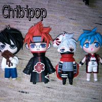 anime Handmade polymer clay chibi version of L OF DEATH NOTE, PEIN OF AKATSUKI FROM NARUTO, KAKASHI OF NARUTO AND KUROKO TETSUYA OF KUROKO NO BASUKE..