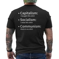 Shop Capitalism Socialism Communism Libertarian Economics Freedom Men's Back Print T Shirt. Available on many styles, sizes, and colors.