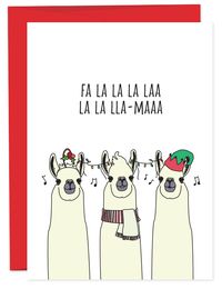 Sing it with me Fa La La La La La La Lla-maaaaaa. These guys are feeling the holiday spirit. • A6 folded card • blank inside • matching French Paper envelope