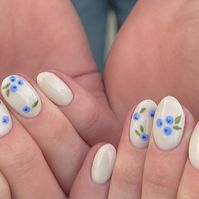 Suelen Bagley | Nail Tech🦋 on Instagram: "A couple blueberry nail sets to brighten up your saturday🫐🫶🏼🫶🏼💌🥹  #nails #fruitnails #nailtech #utahnailtech #blueberrynails #bluenails #milkywhitenails #nailart #nailinspo #naildesign"