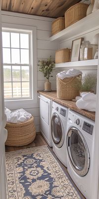 Wallpaper can transform your laundry room! This board features beautiful wallpaper ideas for accent walls that add a touch of personality and pattern.