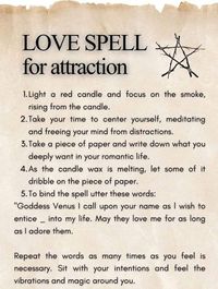 Unleash the power of attraction with a potent love spell designed to draw love into your life. Whether you're new to witchcraft or a seasoned practitioner, this easy-to-follow guide helps you manifest love through simple yet effective spells. Tap into the magic of attraction and see the results for yourself! #LoveSpell #Witchcraft #WhiteMagic #ManifestLove #EasySpells #AttractionSpells #Wicca #WitchcraftForBeginners #LoveMagic