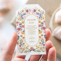 This elegant design features cheerful watercolor wildflowers mixed with lush greenery foliage. Personalize the favor tag with your wording. If you want to further re-arrange the style and placement of the text, please press the "Click to customize further" button.