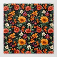 Shop Vintage Flower Pattern stretched canvas on Society6!